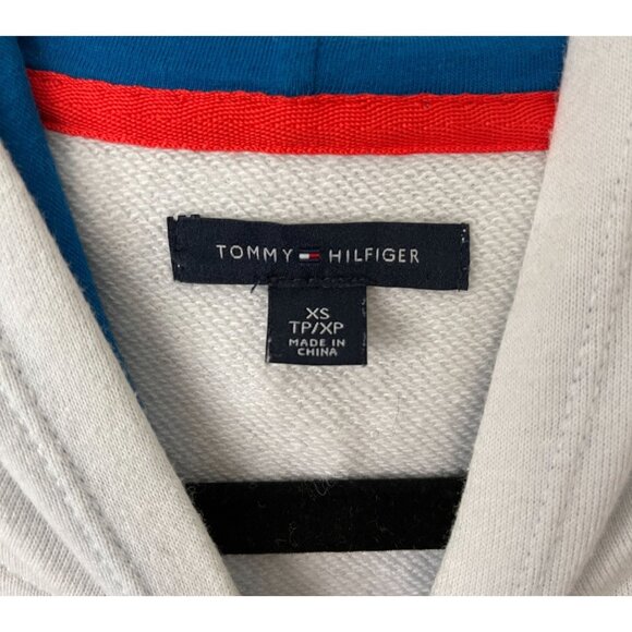 Tommy Hilfiger Chevron Stripe Hoodie Sweatshirt XS White/Red/Blue Cotton Y2K - Picture 3 of 6